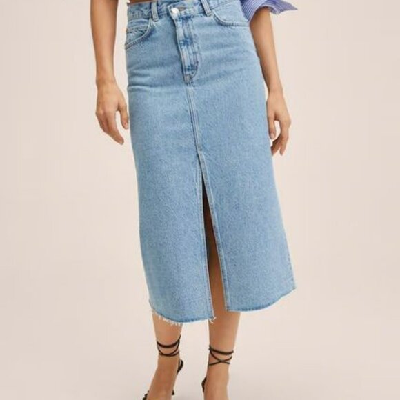 Mango High-waisted slit denim skirt - Picture 2 of 3
